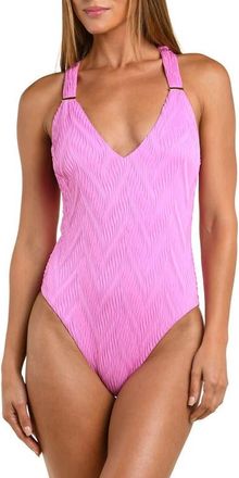 Sunshine 79 Etheral Echo Plunge One-Piece Swimsuit in Blush at Nordstrom, Size 14