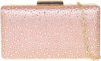Girly HandBags Womens Satin Diamante Hard Case Evening Bag Medium Rose Gold