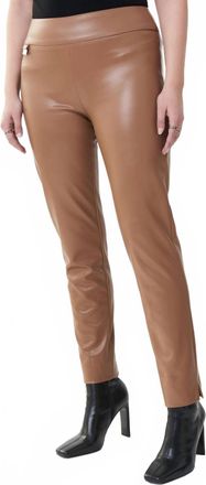 Joseph Ribkoff Slim Fit Leather Pants In Nutmeg