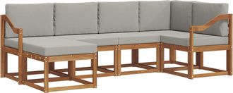 vidaXL Conjunto De Sof&aacute;s De Exterior 6 Uds. Gris Natural Y Claro Vidaxl