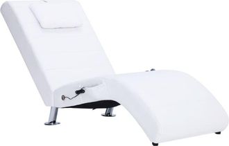 vidaXL Vidaxl - Diván de masaje con almohada de cuero sintético blanco