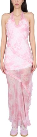 Msgm Pink Printed Halter Neck Maxi Dress