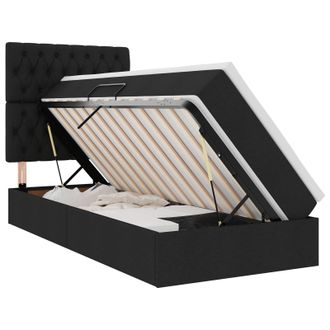 vidaXL Letto Con Contenitore E Materasso Nero 100 X 200 Cm Tessuto Vidaxl