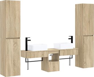 vidaXL Juego De Muebles De Ba&ntilde;o 5 Uds. Roble Sonoma 33 X 34,5 X 160 Cm Vidaxl
