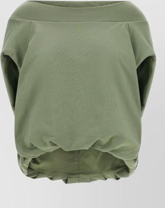 Dries Van Noten hamels off shoulder draped sweatshirt ribbed trim