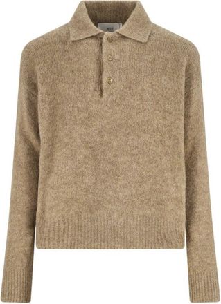 Ami Classic Ribbed Knit Sweater In Earthy Brown