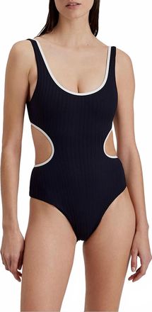 Solid & Striped Sarah Ribbed One Piece In Noir, Optic White