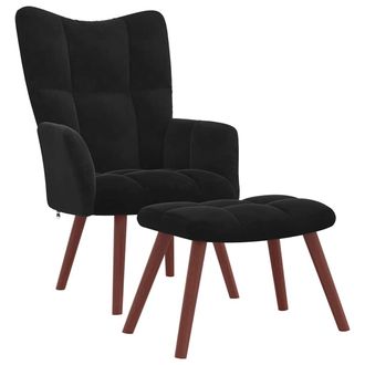 vidaXL Poltrona Relax Con Poggiapiedi Nero In Velluto - Vidaxl