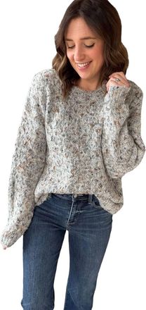 Hem & Thread Textured Weave Crewneck Sweater In Grey
