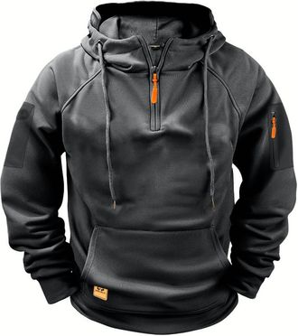 Generic KUIH Hoodies for Men 1/4 Zip Sweatshirt Micro Fleece Lined Pullover Hoodie Plain Hoody Long Sleeve Tops Warm Thermal Combat Tactical Sweatshirt Workwe
