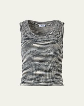 Akris Scoop-Neck Space Dye Merino Wool Rib Tank Top