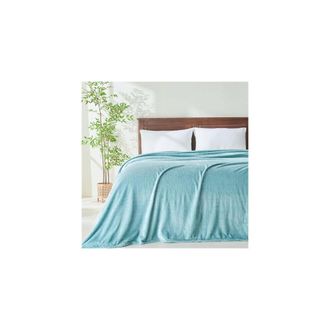OEM Manta Tama&ntilde;o Queen Supersuave En Color Verde Menta, De Lana De Franela Sedosa De Primera Calidad, Con Estampado De Hojas, Ligera Y Apta Para Todas Las
