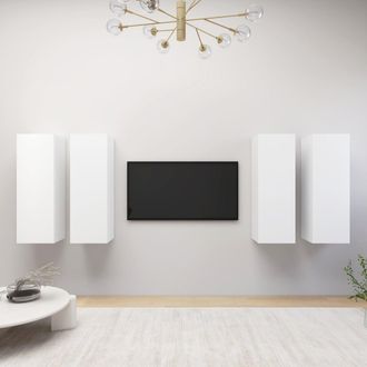 vidaXL Vidaxl - Muebles De Sal&oacute;n 4 Uds Madera Ingenier&iacute;a Blanco 30,5x30x90 Cm