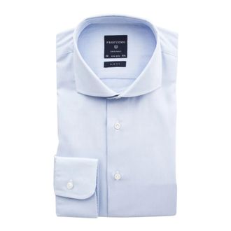 Profuomo Lichtblauwe Overhemdjurk van Katoen met Slim Fit - Heren - Zakelijke Overhemden - Blauw - 4XL - Katoen - Overhemden
