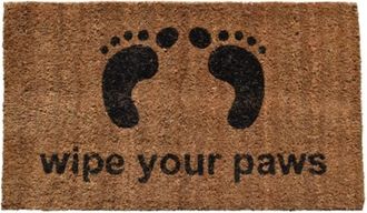 Imports Decor Wipe Your Paws Coir Door Mat, Funny Pet Coconut Fiber Doormat with Non-Slip PVC Backing, Indoor Outdoor Entrance Rug
