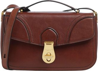 The Bridge Rectangular Shoulder Bag With Gold Turn Lock And Adjustable Strap