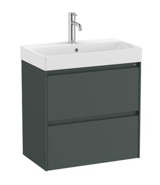 Roca Roca - Pack Unik Mueble Base Compacto De 2 Cajones + Lavabo Ona Color: Verde Mate - Medidas: 600x360x645 Mm