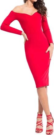 Rachel Allan Long Sleeve Midi Dress In Red