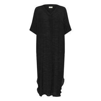 Kaffe Zwart Diepe Jurk met V-Hals - Dames - Casual kleedjes - Zwart - XS - Kleedjes