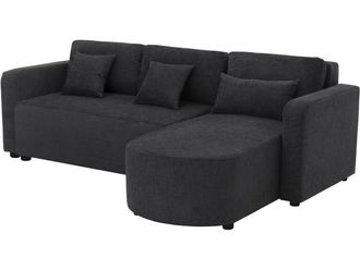 Habitat et Jardin Sof&aacute; Esquinero Convertible/reversible De Tela charles - 3 Plazas - Negro