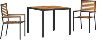 vidaXL Vidaxl - Garden Dining Set 3 pcs Black 90 x 90 x 75 cm Poly Rattan