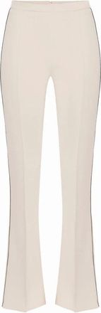 Elisabetta Franchi Broeken, Dames, Beige, M, Polyester, Flared Leg Stretch Cr&ecirc;pe Broek
