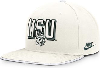 Nike Michigan State Legacy Letter & Mascot Pro Nike Mens Dri-FIT College Adjustable Hat in White | NC120G9GMSV-207