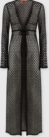 Missoni Long Cardigan In Lam&eacute; Viscose With Spiderweb Motif in Black at Nordstrom, Size 40 It