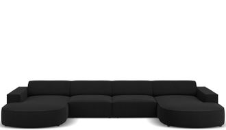 BLOOMINGLOFT Grosses 6-Sitzer Design Panoramasofa Jodie Ii - Strukturstoff