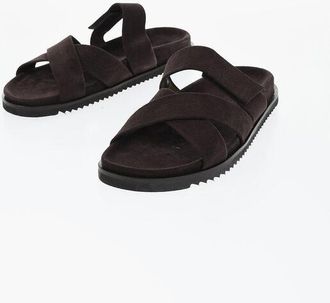 Corneliani Suede Slides with Criss-Cross Design size 44,5