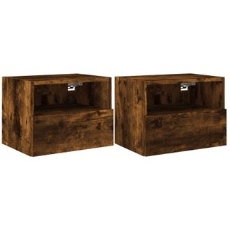 vidaXL Vidaxl - Muebles De Pared Para Tv 2 Uds Madera Roble Ahumado 40x30x30 Cm