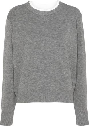 Sandro contrast-collar jumper - women - EcoVero Viscose (LENZING)/Polyamide/Polyester - 3 - Grey
