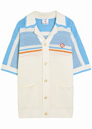 Casablanca Casablanca Striped-crochet Cotton Shirt - Blue - M