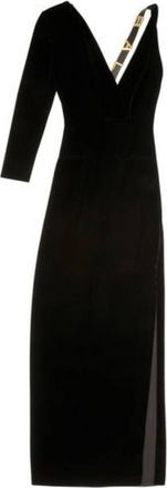 Bally Deep V-Neck Dress With Signature Strap Detail, Brand Size 38 ( US Size 2 )
