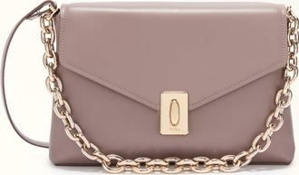 Furla Meridiana Borsa A Tracolla M Mauve Grigio Pelle Di Vitello Bologna Donna