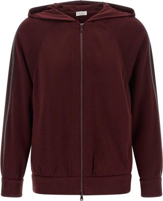 Brunello Cucinelli Maroon Solid Hood Sweatshirt
