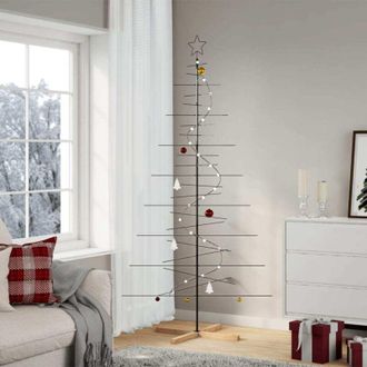 vidaXL &Aacute;rbol De Navidad Metal Negro Con Base De Madera 210 Cm Vidaxl