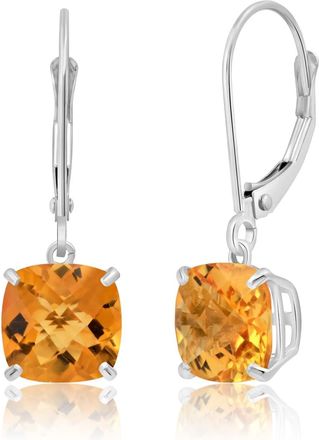 MAX + STONE Solid 14k Yellow or White Gold 8mm Cushion Cut Dangle Gemstone Earrings