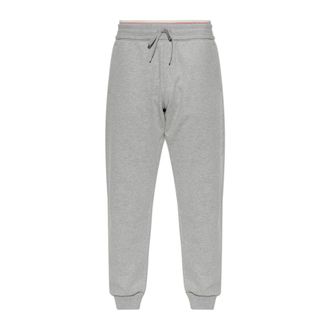 Versace Broeken, Heren, Grijs, L, Katoen, Geborduurde Logo Katoenen Joggingbroek