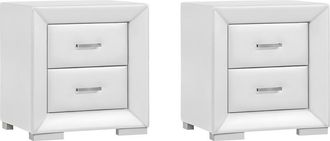 Vente-Unique Lote de 2 mesitas de noche - 2 cajones - Imitación blanco - CAPITOLE