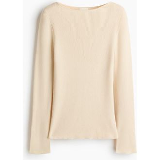 H&M Rib-knit Top in Light Beige at Nordstrom, Size Xx-Small