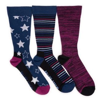 Muk Luks Cotton Rib Compression Crew Sock 3 Pair Pack in Atlantic Blue at Nordstrom