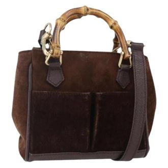 Gucci Pre-owned Handbags, female, Brown, Size: ONE SIZE Pre-owned Suede Handbag