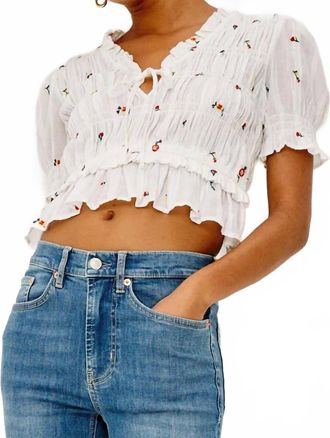 Rails Fontaine Crisp Cotton Top In White Wildflowers