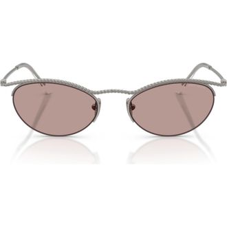 A|X Armani Exchange 50mm Semi Rimless Butterfly Sunglasses in Shiny Gunmetal /Purple Brown at Nordstrom