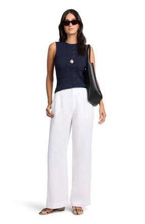 Onia Linen Cable Knit Tank in Noir Navy at Nordstrom, Size X-Small