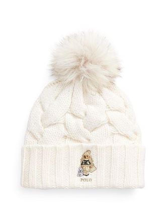 Ralph Lauren POLO BEAR CABLE-KNIT POM-POM BEANIE