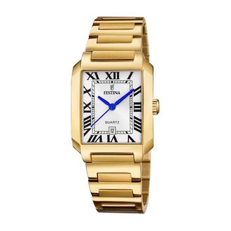 Festina Elegante Zilveren Vierkante Dameshorloge - Dames - Horloges - Geel - ONE Size - Accessoires