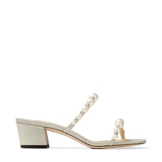 Jimmy Choo London Amara 45 Embellished Leather Sandals, Brand Size 34.5 ( US Size 4.5 )