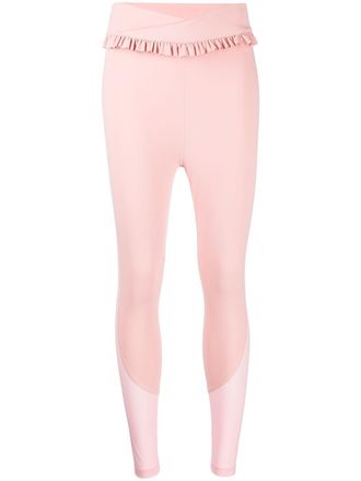 Onefifteen x BEYOND the RADAR ruffle-trim sports leggings - women - Nylon/Spandex/Elastane - XS/S - Pink